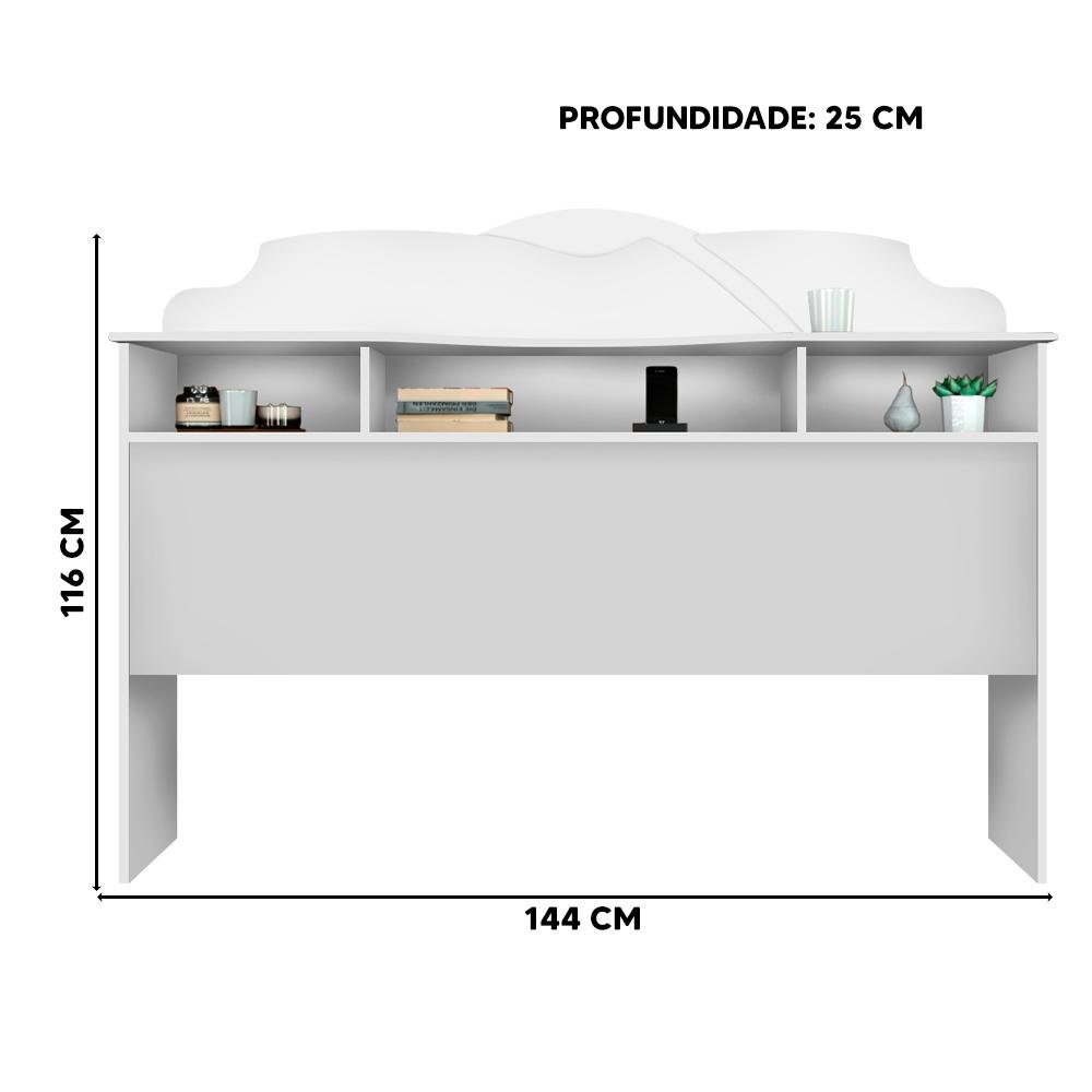 Cabeceira De Casal Com Nichos Branco Cristal Geval - 4