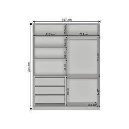 Guarda Roupa 147cm com Espelho 100% MDF Branco Noce - 2 Guarda Roupa 147cm com Espelho 100% MDF Branco Noce - 2