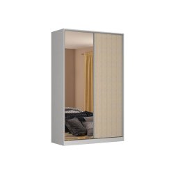 Guarda Roupa 147cm com Espelho 100% MDF Branco Noce - 3 Guarda Roupa 147cm com Espelho 100% MDF Branco Noce - 3