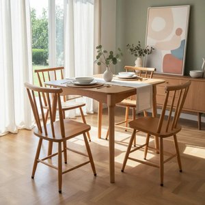 Jogo de Jantar Colonial Brisa Mesa 80x80cm Mel/sinamão + 04 Cadeiras Mel - Rustico Linda