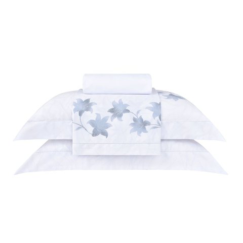 Jogo de Cama Casal Bud Vision Silver Bloom 4 Peças 300 Fios Cetim 100% Algodão Buddemeyer