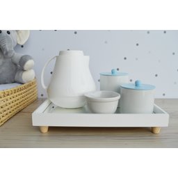 Kit Higiene Porcelana Bebê Meninos Maternidade Bancada Azul Bebê Térmica - 1