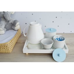 Kit Higiene Porcelana Bebê Meninos Maternidade Bancada Azul Bebê Térmica - 3