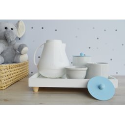 Kit Higiene Porcelana Bebê Meninos Maternidade Bancada Azul Bebê Térmica - 2