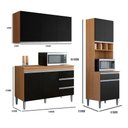 Ver imagem 4 de Conjunto Kit Cozinha Balcão Andreia 3 Portas MDF-MDP 120cm Amêndoa e Preto AJL Móveis