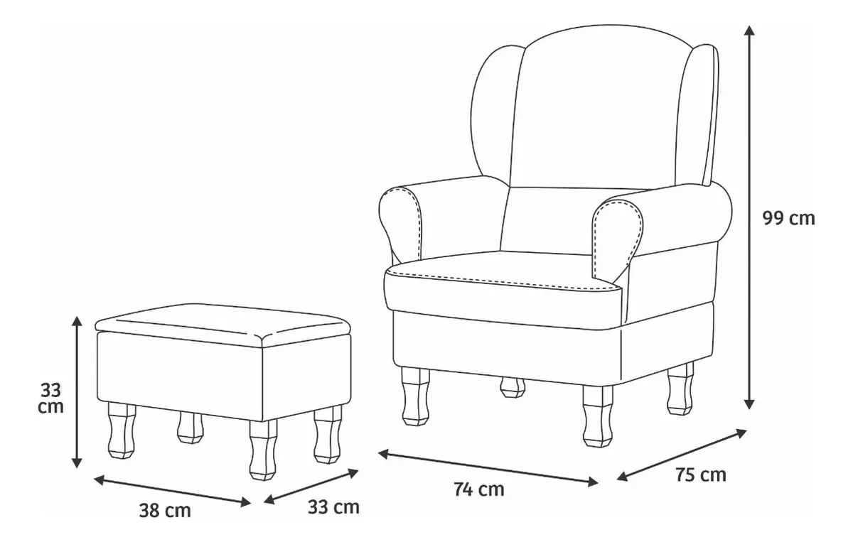 Ver imagem 2 de Poltrona de Amamentação Fixa com Pés de Madeira e Puff Baú Linho Cinza Xodó - Harmônica Móveis