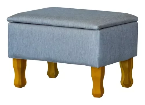 Ver imagem 5 de Poltrona de Amamentação Fixa com Pés de Madeira e Puff Baú Linho Cinza Xodó - Harmônica Móveis