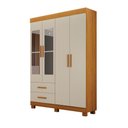 Ver imagem 1 de Guarda Roupa Solteiro Recife New 4 Portas de Bater 2 Gavetas MDF-MDP com Espelho Cinamomo-Off White