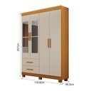 Ver imagem 2 de Guarda Roupa Solteiro Recife New 4 Portas de Bater 2 Gavetas MDF-MDP com Espelho Cinamomo-Off White