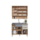 Ver imagem 7 de Cozinha Compacta Modulada 3 Peças com Nicho Decorativo Isabelle Bege/Freijó/Arenas