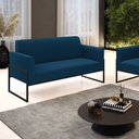 Ver imagem 1 de Sofá 2 Lugares Namoradeira Industrial Alta Preto Marisa Bouclê Azul