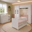 Ver imagem 5 de Quarto de Bebê Roupeiro Cômoda Eloisa Berço 1344 Branco com Colchão Light Ortobom Qmovi Phoenix