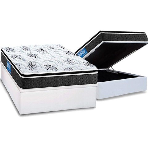 Cama Box Baú Casal: Colchão Anatômico Probel D40 Premium Hiper Firme Pillow Top+base White(