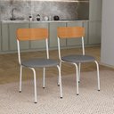 Ver imagem 1 de Kit 2 Cadeiras de Jantar Estofadas Ergonômicas 188 Branco e Cinza