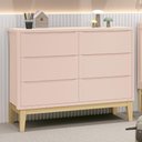 Ver imagem 2 de Cômoda Infantil Classic 6 Gavetas Rosa Fosco com Pés Madeira Natural Reller Móveis Rosa Fosco