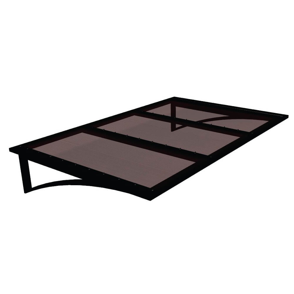 Toldo Fixo Policarbonato Alveolar Bronze - 2,50m X 1,50m - Estrutura Preta - 1
