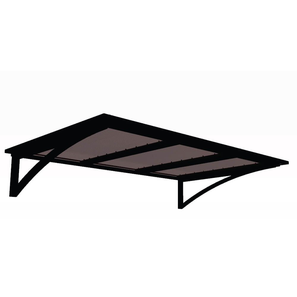 Toldo Fixo Policarbonato Alveolar Bronze - 2,50m X 1,50m - Estrutura Preta - 2