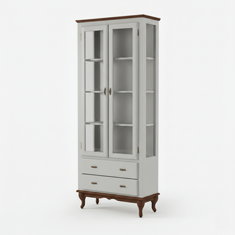 Cristaleira com 2 Portas 2 Gavetas Exclusive Cinza - Imbuia
