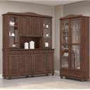 Ver imagem 1 de Conjunto Cozinha: Cristaleira 8 Portas 4 Gavetas e Vitrine 2 Portas 1 Gaveta Rubi Café Madeira Pinus