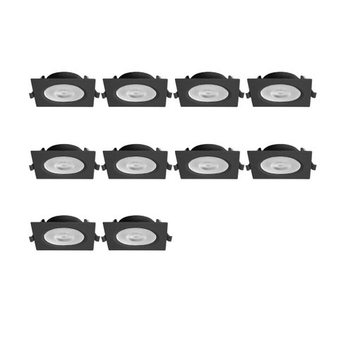 Kit 10 Spots de Embutir Quadrado Plano Preto 9cm LED 5W 4000k Bivolt