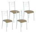 Ver imagem 1 de Kit 4 Cadeiras Paraty Corino Creme Tubo Branco