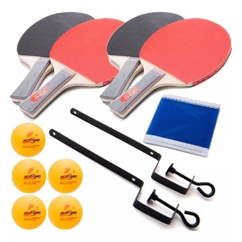 Kit Completo Ping Pong Tênis de Mesa Bolinha Raquete e Rede