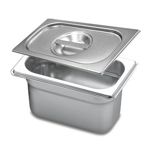 CONJ 12 CUBAS Gastronômicas Em Inox GN 1/9x100 mm 900 ML + Tampa Em INOX sem abertura ZAHAV