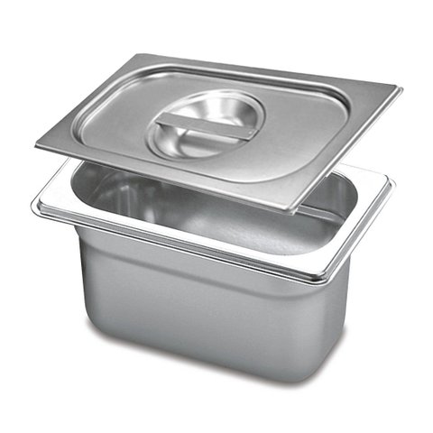 CONJ 12 CUBAS Gastronômicas Em Inox GN 1/9x100 mm 900 ML + Tampa Em INOX sem abertura ZAHAV