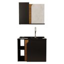 Ver imagem 1 de Gabinete Banheiro Lotus com 2 Portas Espelheira e Cuba Preto Fosco/ripa 3d