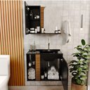 Ver imagem 3 de Gabinete Banheiro Lotus com 2 Portas Espelheira e Cuba Preto Fosco/ripa 3d