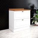 Ver imagem 1 de Balcão de Cozinha 80 cm Americana 2 Gavetas com Tampo 100% MDF CEC197 Branco Hp/Nature - Henn