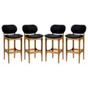 Ver imagem 1 de Kit 4 Banquetas Alta Decor 50 x 104 Cm Madeira Maciça Imbuia Suede Preto L14