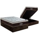 Ver imagem 1 de Cama Box Baú Casal: Colchão Molas Ortobom SuperPocket Sleep King + Base CRC Suede Brown(138x188)