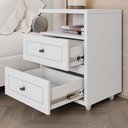 Ver imagem 3 de Mesa de Cabeceira Americana 2 Gavetas Branco Hp - Henn