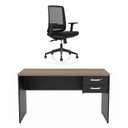 Ver imagem 1 de Kit Mesa de Escritório 140x60cm com Gaveta + Cadeira Netflex Ergonômica