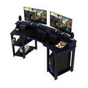 Ver imagem 3 de Mesa Gamer Escrivaninha para 2 Monitores 3 Prateleiras Preto/Azul - Tecno Mobili