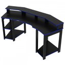 Ver imagem 2 de Mesa Gamer Escrivaninha para 2 Monitores 3 Prateleiras Preto/Azul - Tecno Mobili