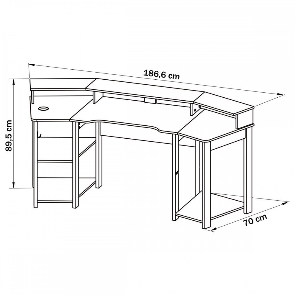 Mesa Gamer Para 2 Monitores 3 Prateleiras Preto/Azul Me4167 - Tecno ...