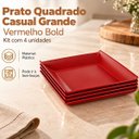 Ver imagem 5 de Kit 4 Pratos Quadrado Vermelho 20,6cm Mesa Cozinha Refeição