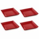 Ver imagem 3 de Kit 4 Pratos Quadrado Vermelho 20,6cm Mesa Cozinha Refeição