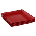 Ver imagem 1 de Kit 4 Pratos Quadrado Vermelho 20,6cm Mesa Cozinha Refeição