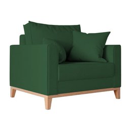 Poltrona Beny para Recepção com 2 Almofadas Suede Verde Base em Madeira Maciça - 3