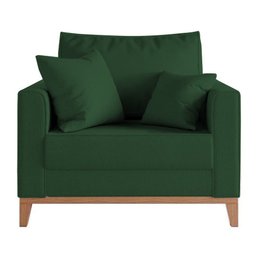 Poltrona Beny para Recepção com 2 Almofadas Suede Verde Base em Madeira Maciça - 2