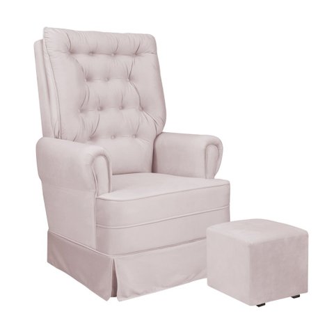 Poltrona de Amamentação com Balanço Eloisa Bebê Completo:tb 196 Linho Rose