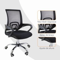 Kit 6 Cadeiras de Escritório Begonia Tela Mesh Ergonômica - Preto - 9