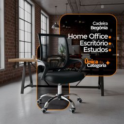 Kit 6 Cadeiras de Escritório Begonia Tela Mesh Ergonômica - Preto - 4