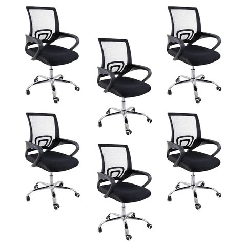 Kit 6 Cadeiras Begônia Ergonômica Tela Mesh Apoio Lombar até 120kg
