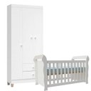 Ver imagem 1 de Berço Americano Lara e Guarda Roupa Ternura Baby 3 Portas Branco Brilho - Incorplac