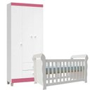 Ver imagem 2 de Berço Americano Lara e Guarda Roupa Ternura Baby 3 Portas Branco Brilho - Incorplac