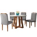 Ver imagem 2 de Conjunto Sala de Jantar 4 Lugares em Madeira Maciça Mesa Redonda 1,2M e 4 Cadeiras Moveis Mix